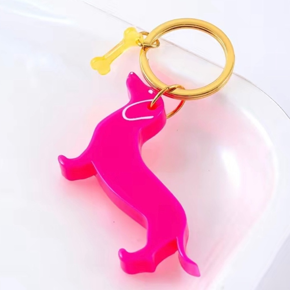 NWT Hot Pink Dachshund Purse Charm / Keychain